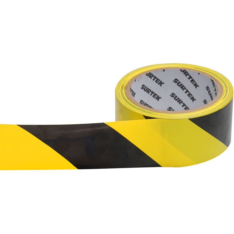 Cinta de señalización amarillo y negro 18 mt Surtek