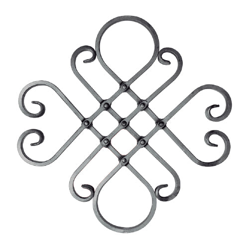 Rosón artístico de hierro forjado Diámetro: 16 x 8 mm; Platina: 440 x 410 mm