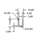 U-Channel Vidrio De 6 Mm De Aluminio. Alto 15 Mm. Largo De 3 M. Acabado Satinado