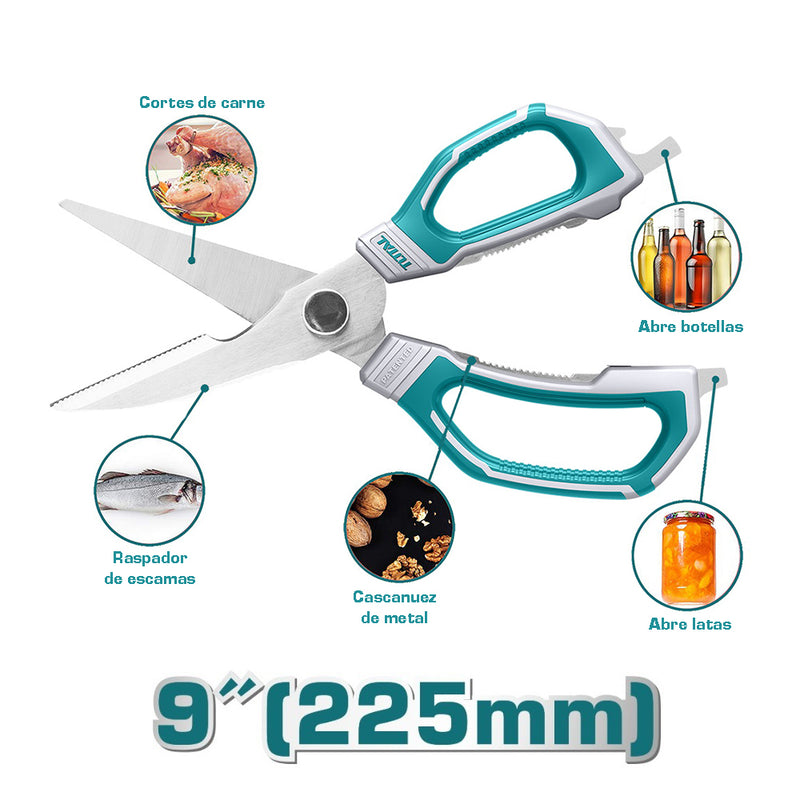 Tijera de Cocina 225 mm (9") de Acero Inoxidable. Ancho de la Hojilla: 3.0mm