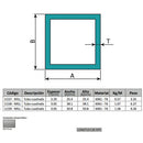 Perfiles De Aluminio Cuadrado 1". Espesor 2.29 Mm Largo 5.85 Mts. Material 6061-T6. Acabado Mill.