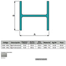 Viga Estructural en forma de  H 8" x 8". Espesor 9.53 mm Alto 203.2 mm Largo 5.85 m. Material 6061