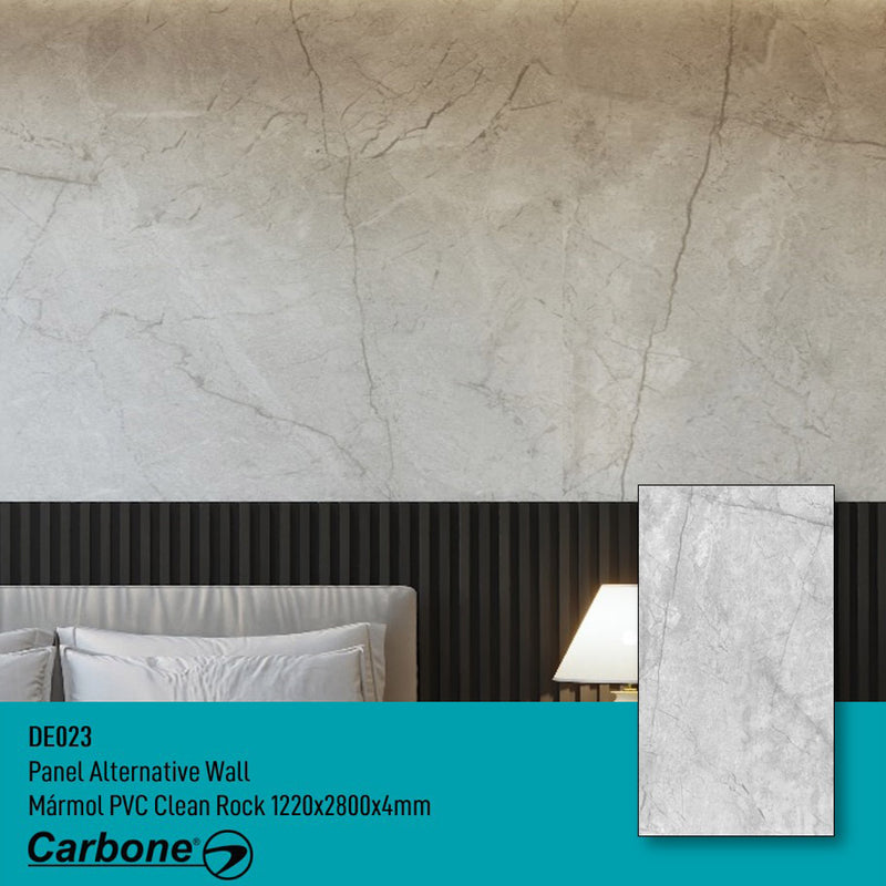 Panel Decorativo Mármol PVC 1.22 m x 2.80 m x 4 mm. Acabado: Clean Rock