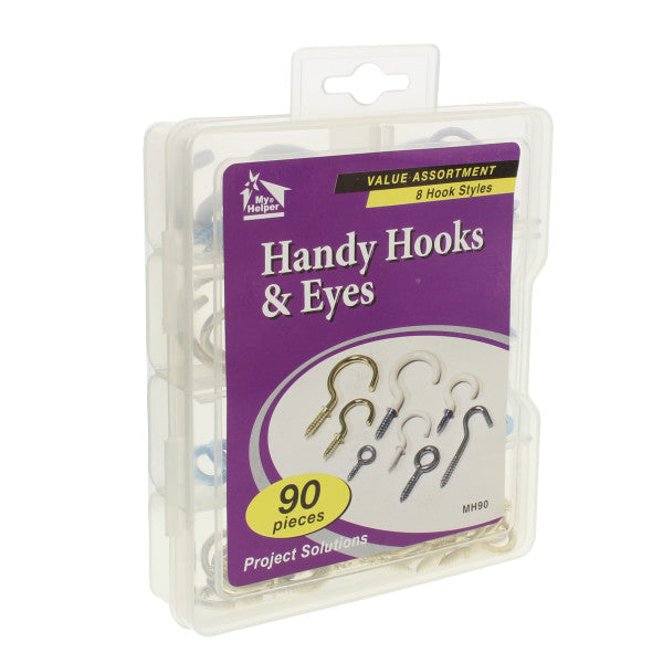 (90 piezas) Kit surtido de ganchos para techos y tornillos de ojo