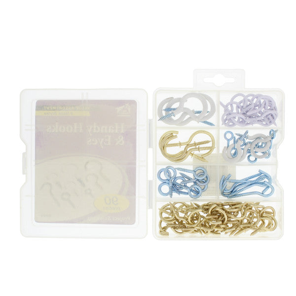 (90 piezas) Kit surtido de ganchos para techos y tornillos de ojo