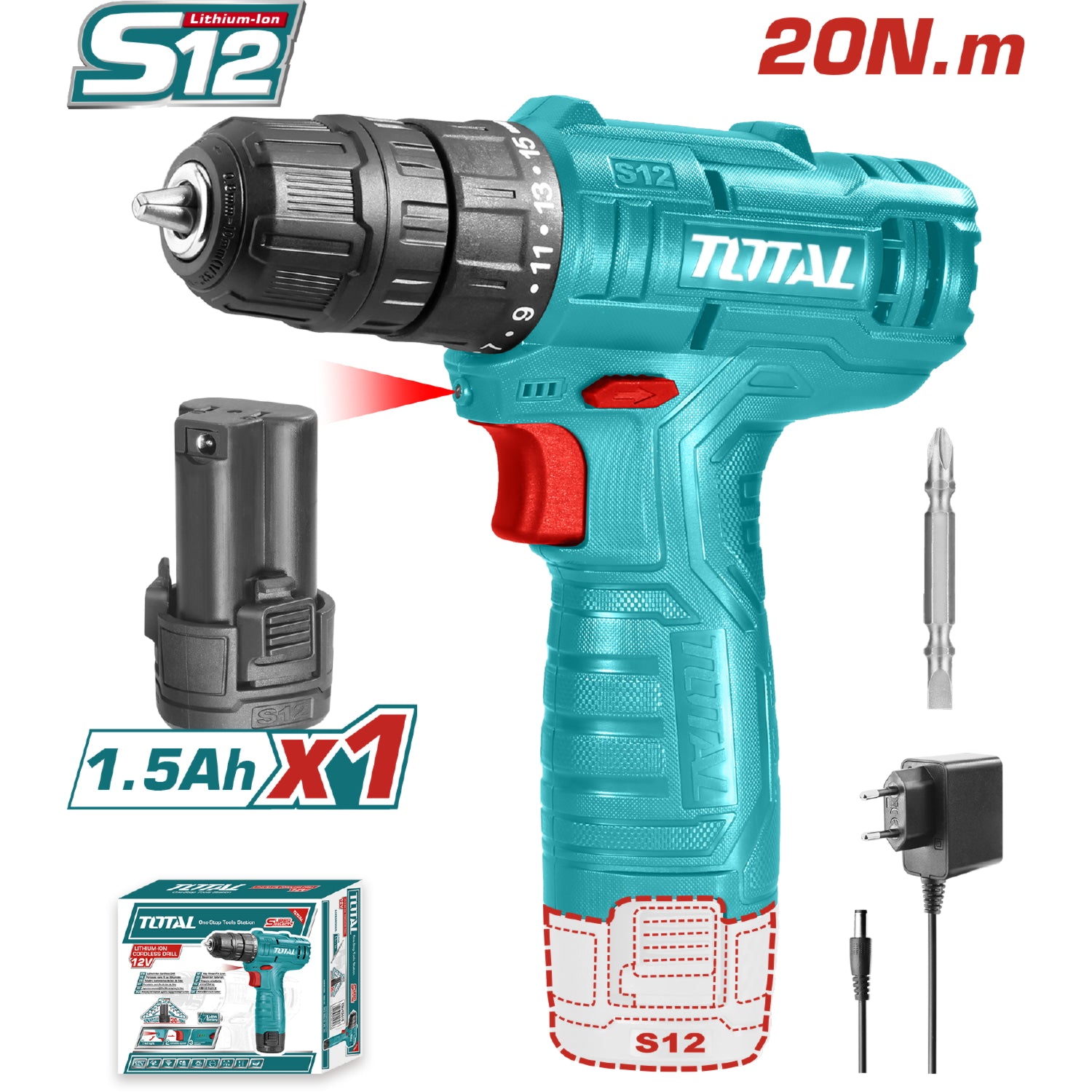 Taladro atornillador inalámbrico 12V 3/8"
