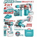 Combo del mes Total 20V Taladro de Impacto 66Nm 30000 bpm. Flexible Inalámbrica 4-1/2''   5/8''-11UNC Rotomartillo 4400 bpm  4.5 J  Incluye: Batería, Cargador y Accesorios. POCAS UNIDADES.