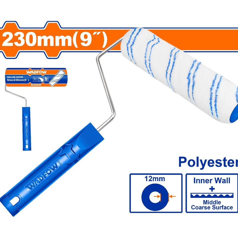 Rodillo para pintar 9" Paredes internas. Altura de la fibra:12mm. Poliéster.