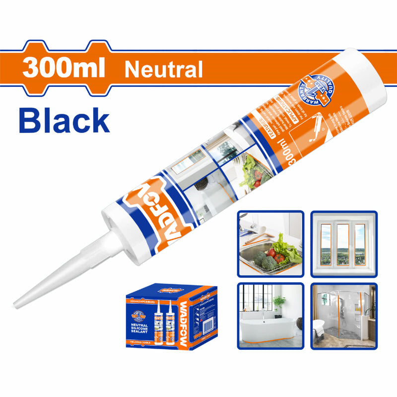Sellador de Silicón Neutral Negro 300ml. Tiempo de curado: 20H.
