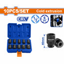 Dados Socket de Impacto de 1/2" DR. de 10 Piezas. Largo:40 mm. CrMo. Tratamiento Térmico.