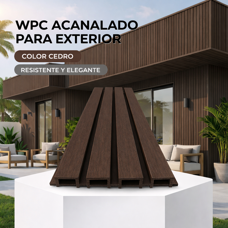 Lámina acanalada decorativa WPC Exteriores Cedro 26x219x2900 mm