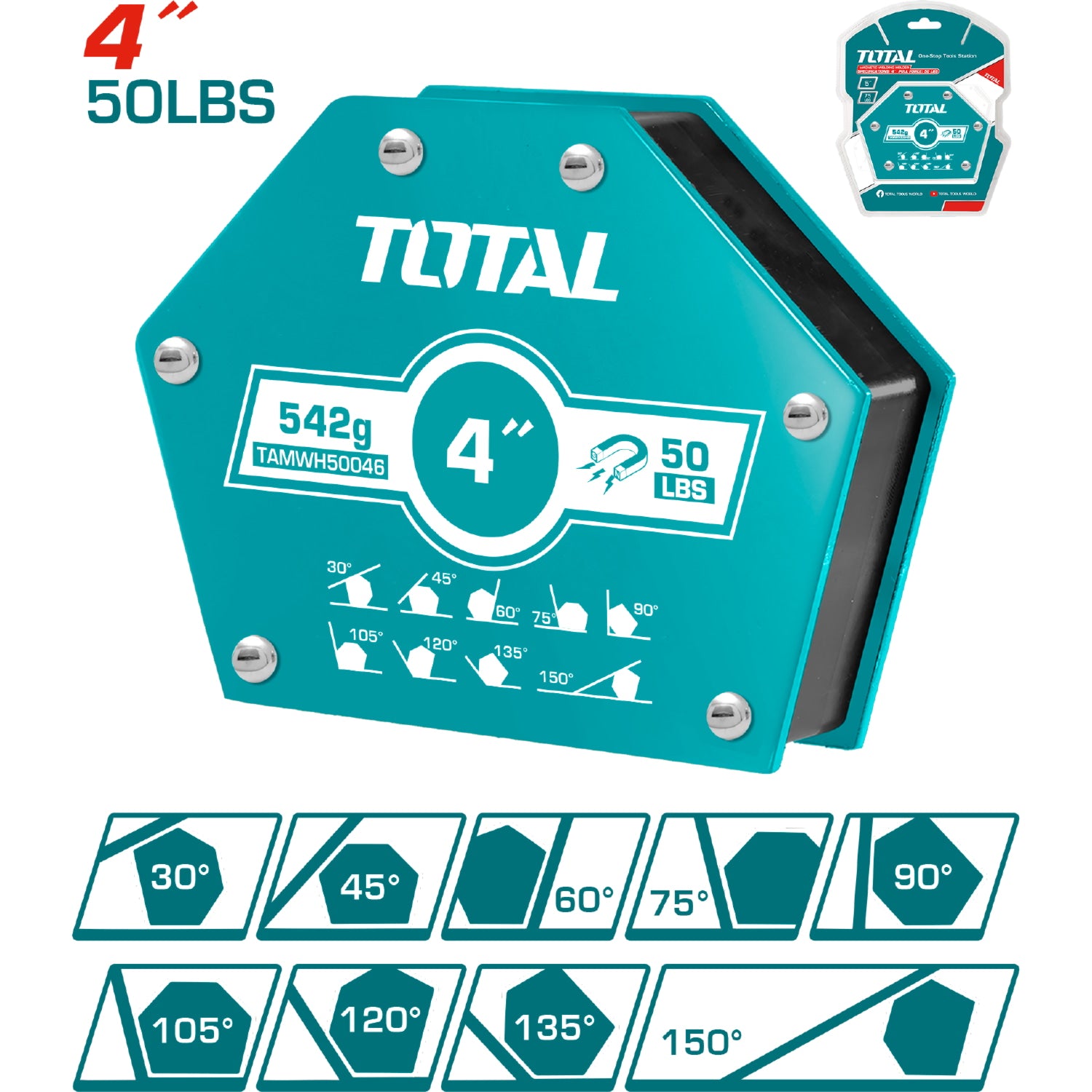 Escuadra de Soldadura magnética 4" multiangulo