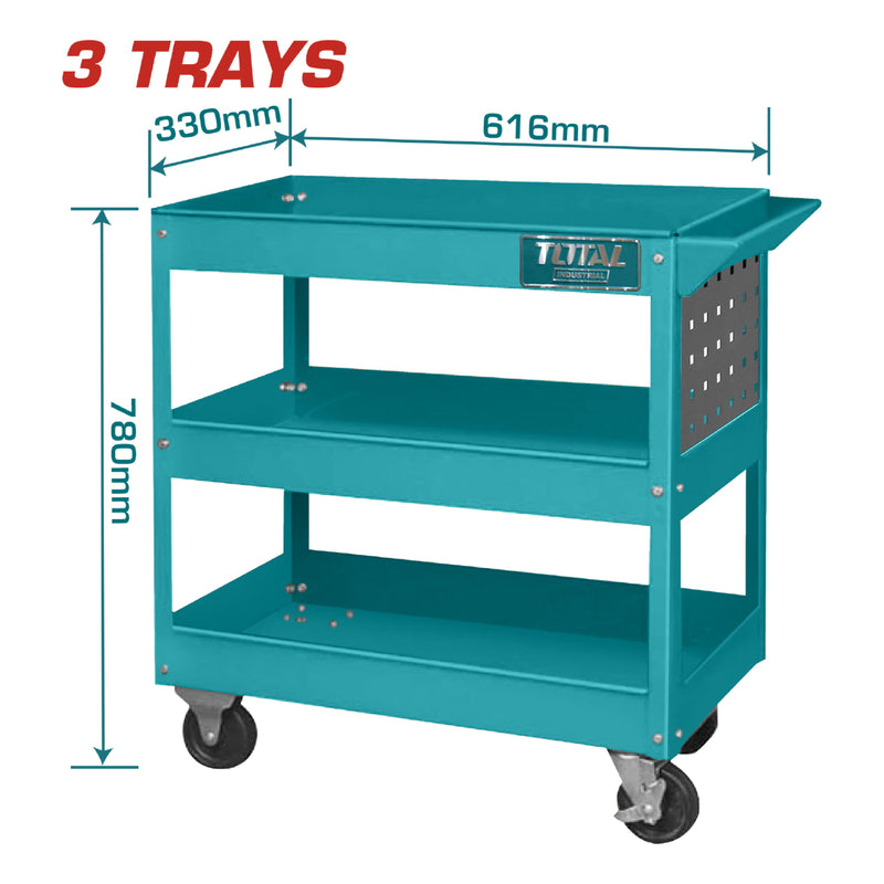 Carrito de servicio mecánico para taller con ruedas 3 bandejas
