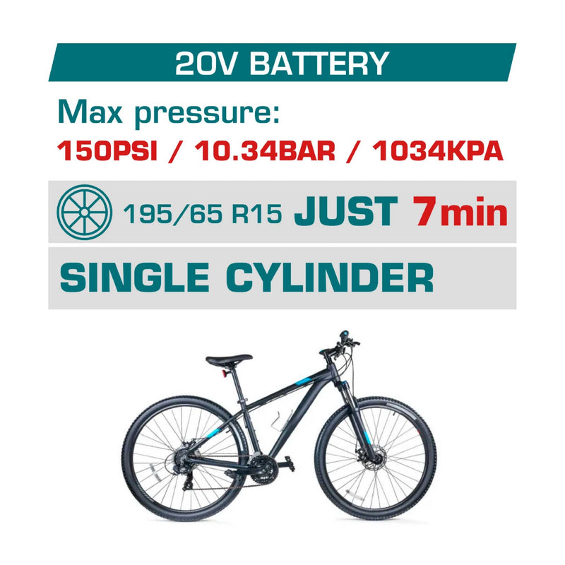 Mini compresor de llantas inalámbrico 20V  No incluye bateria ni cargador.