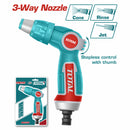 Pistola Boquilla para manguera de Agua 3/4" de plástico Ajustable a 3 vias.