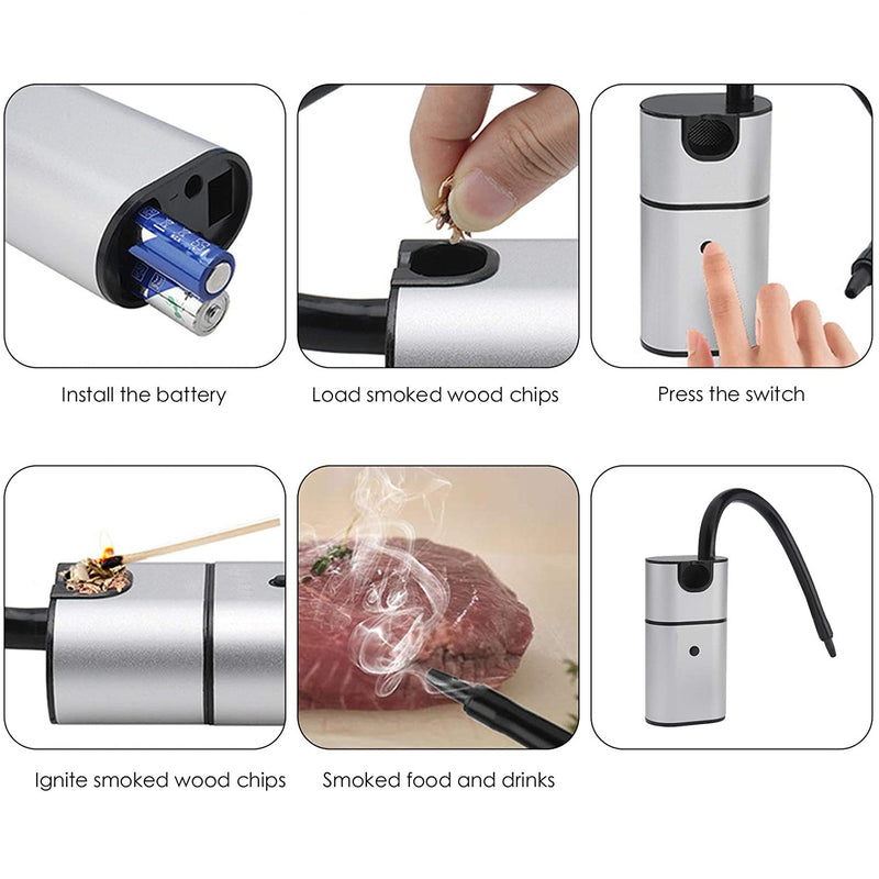 Pistola portátil para ahumar alimentos y cocteles. No incluye baterias