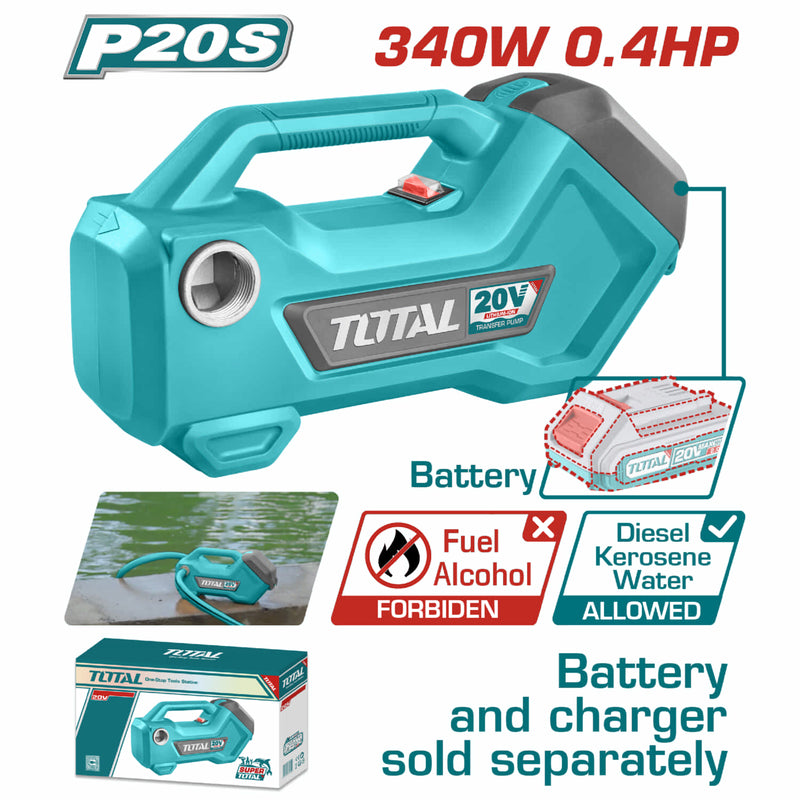 Bomba de agua Transferencia Inalambrica 20V. Capacidad 760 gal. No incluye batería ni cargador.