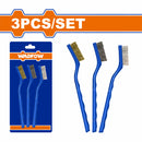 Cepillos de alambre abrasivos 7". 3 piezas. Con mango de plástico. (Tipo: Nylon, Latón y Cerdas).