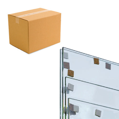 Corchos separadores de vidrio autoadhesivoscon foam blanco, 3mm de espesor.