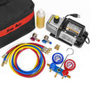 Bomba De Vacio R12, R22, R134A Y R410A Refrigeracion HVAC - A/C De 1/4 HP Y Kit Manometro