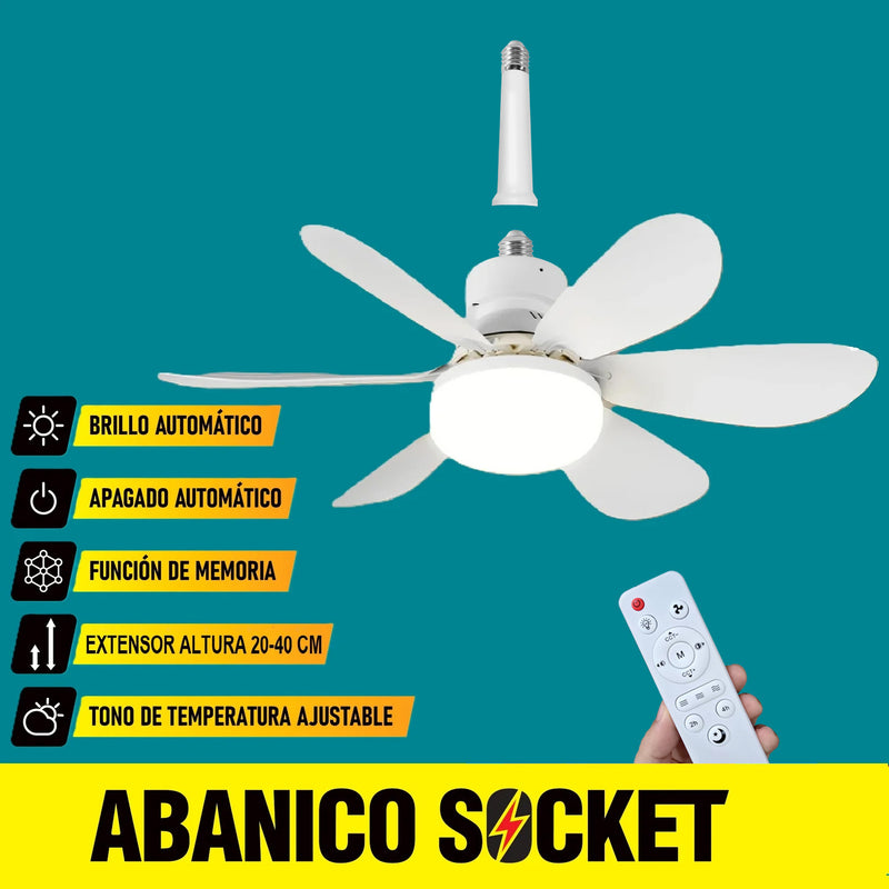Abanico De Techo 20" socket E27 Con Luz Led Tono ajustable 3000/4000/6500K, 1900 Lumens 6 Aspas 3 CCT 520X185mm