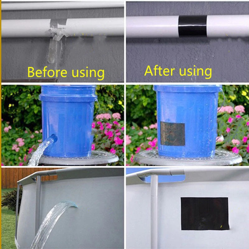 Parche, Cinta aislante para reparacion de fugas, impermeable, alto rendimiento.10*20cm - Negro