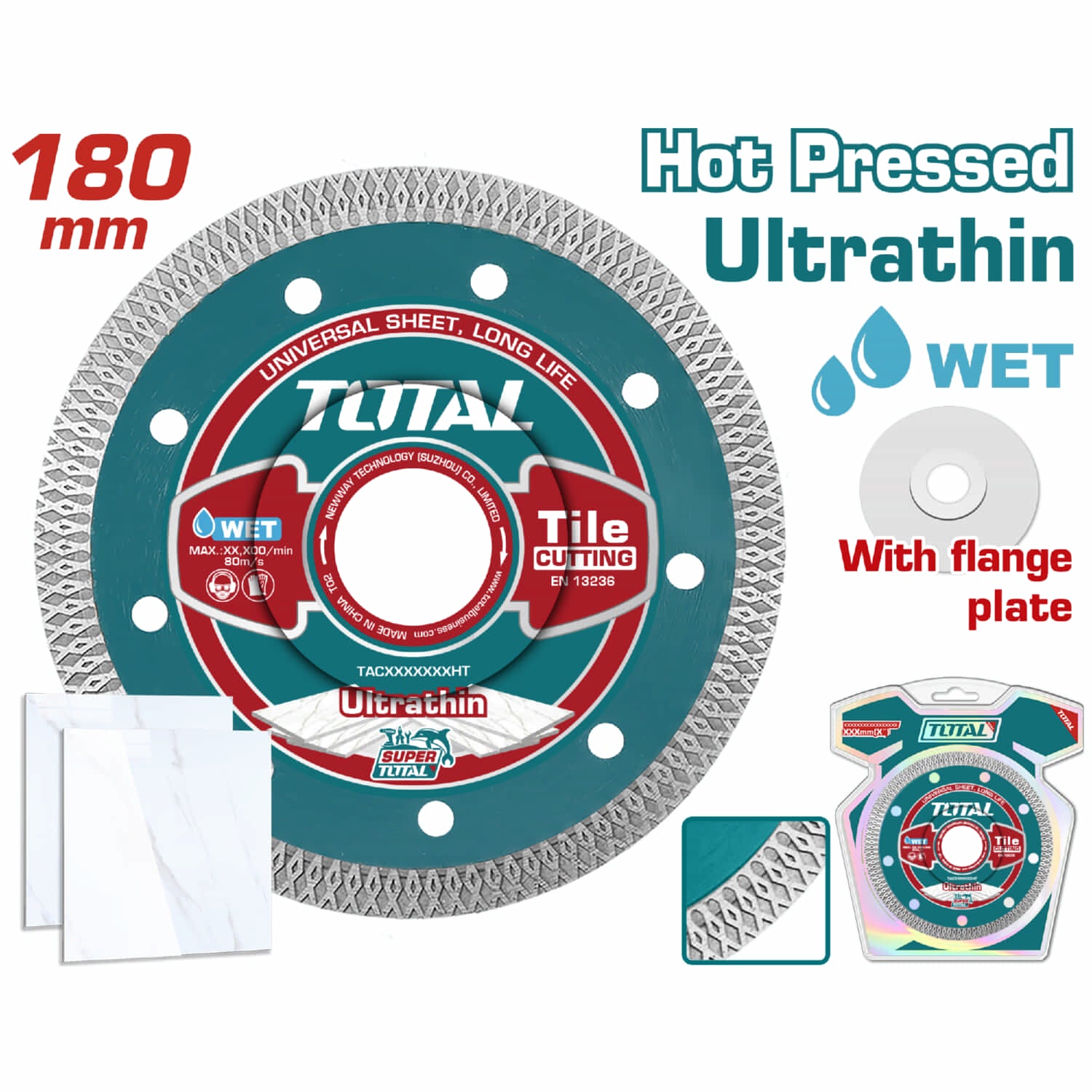 Discos de diamante Ultradelgados 7" 0.8mm espesor. Corte húmedo y seco.