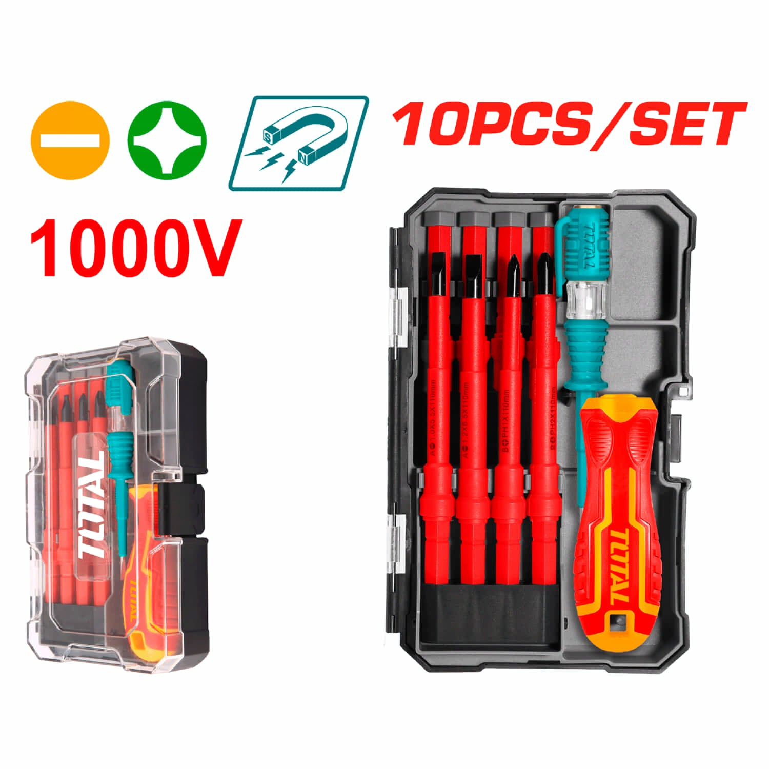 Juego De destornilladores Aislados Intercambiables (10 piezas) electricista