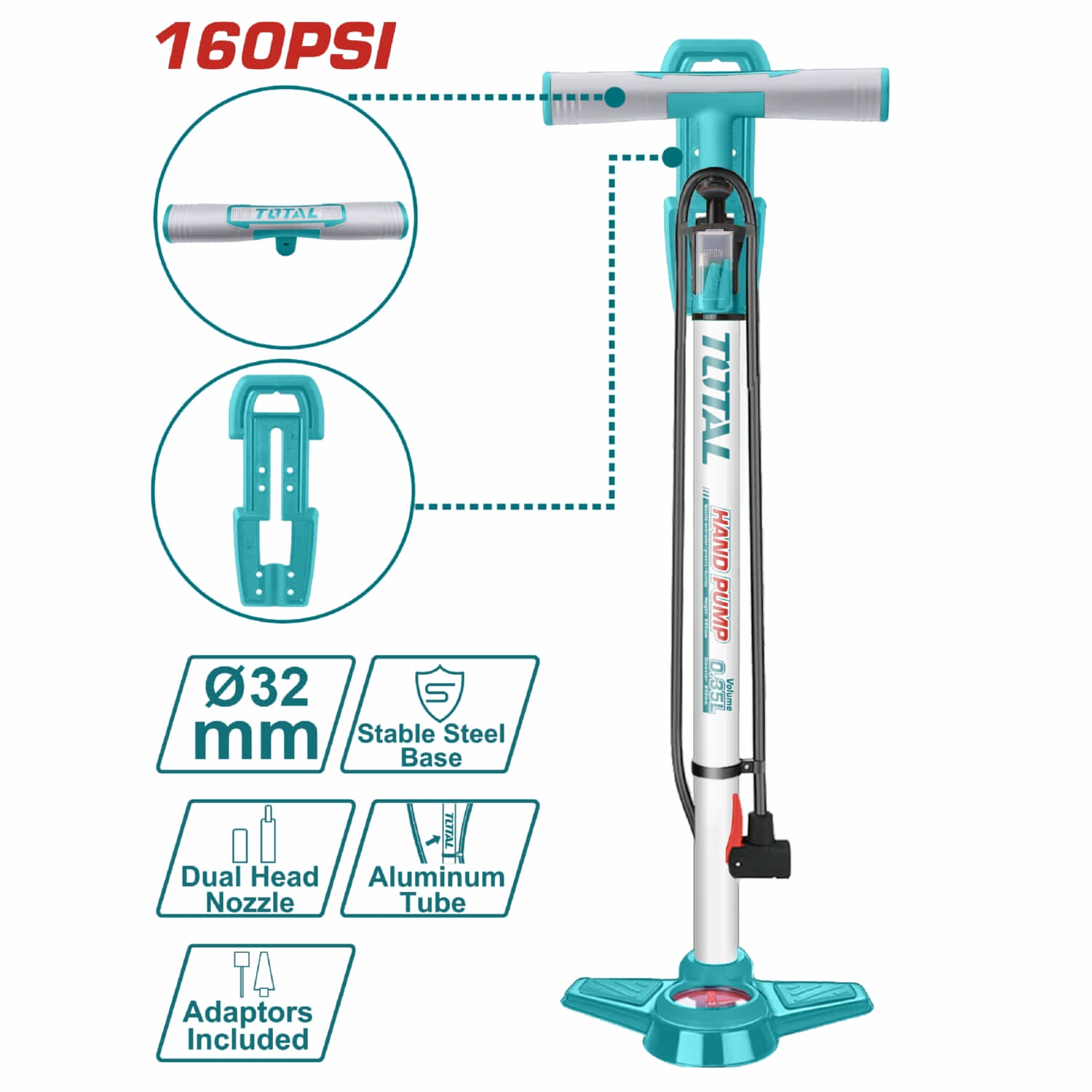 Bomba de aire para inflar 160 PSI, φ32*580mm