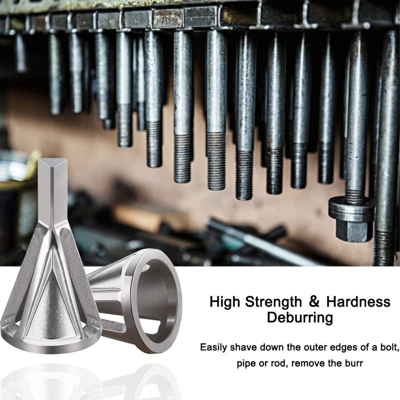 Herramienta de chaflán para desbarbar barras roscadas roscas adaptable a taladros.