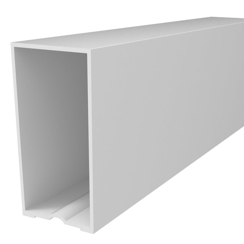 Vertical Muro Cortina Perfil Oculto. Espesor 2.2 mm. Largo 5.85 mts. Acabado Lacado Blanco