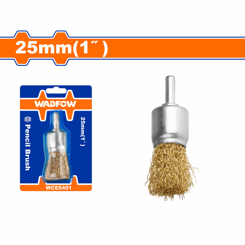 Cepillo alambre cilíndrico vástago 25mm. Para Taladro. Longitud cable: 25mm. Ideal para afilar.