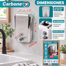 Dispensador De Jabón Líquido 1200ml de Acero Inoxidable 304 Satinado. Dosificador Manual Para Pared.