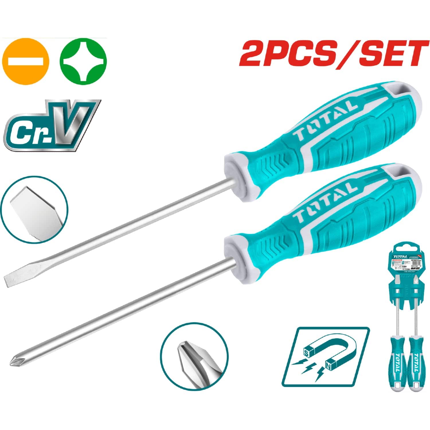 Juego De Destornilladores Variado De 2 Pzas. CR-V. Acero Industrial.