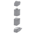 Juego de pivotes estandar decentrado para puertas de aluminio  Acabado silver.