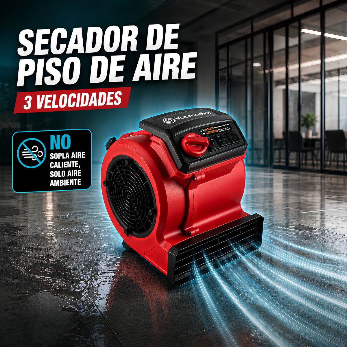 Secador de Piso de Aire. Blower de 3 Velocidades para Secado Rápido."NO sopla aire caliente, solo aire ambiente"