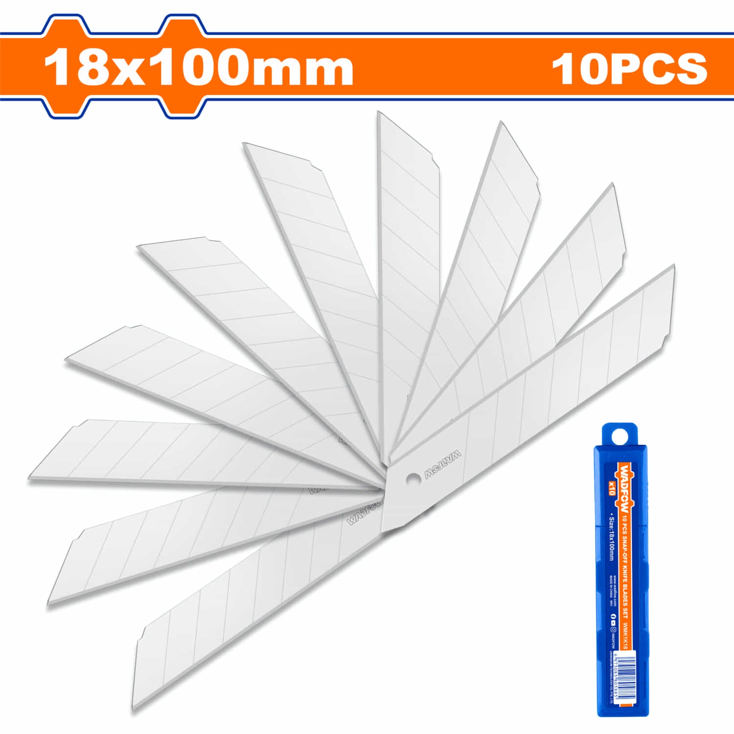 Cuchillas 10 piezas. Tamaño 18x100mm. Para exactos. Juego