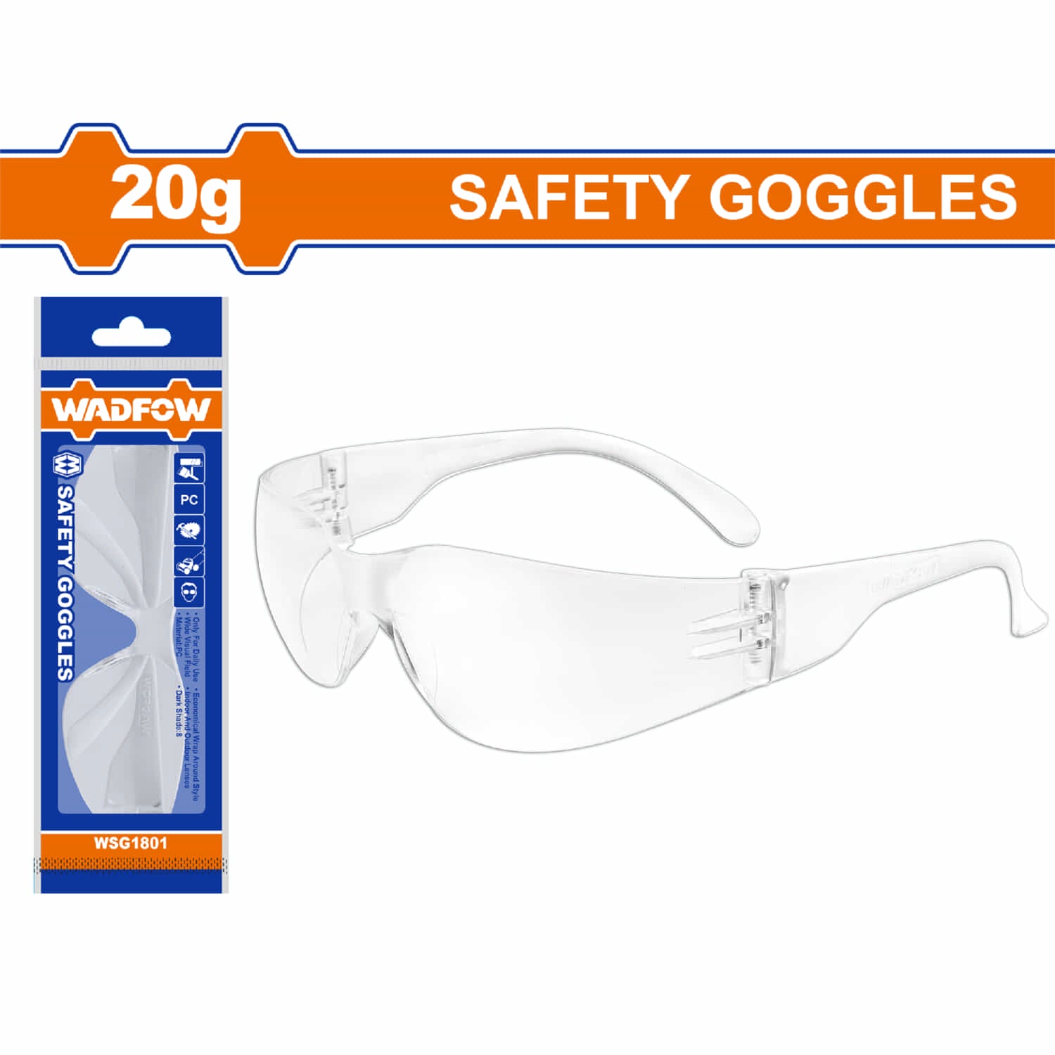 Lentes de seguridad. Ajuste al rostro, ligero y cómodo. Material:PC Alta transparencia. Gafas
