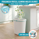 Bolsas de Basura Pequeñas Aromatizadas 4 Galones (15L) con Cordón Ajustable. Cartuchos Resistentes para Desechos (200 unds). Color Blanco (43x46cm)