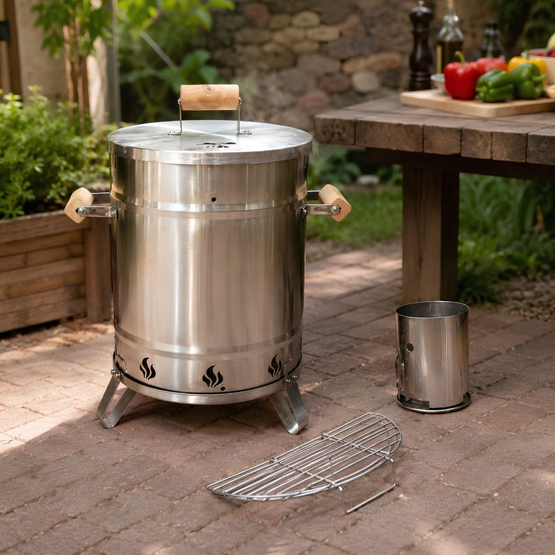 Asador Barril Ahumador Acero Inoxidable 304 Portátil Para Parrilladas Y Barbacoas. Pequeño. 14" 36x36x38cm. Menos de 8 libras