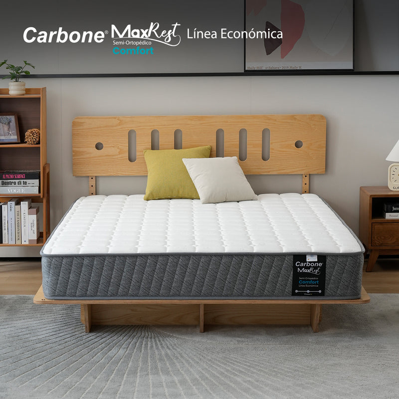 Colchones Semi-Ortopédicos Empacados al Vacío Max Rest. Línea económica con Resortes, 23cm (9") Espesor. Nivel de firmeza 5.
