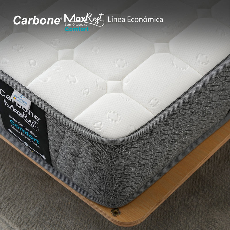 Colchones Semi-Ortopédicos Empacados al Vacío Max Rest. Línea económica con Resortes, 23cm (9") Espesor. Nivel de firmeza 5.