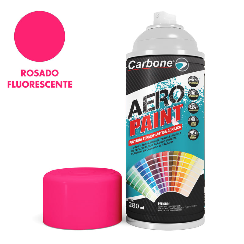 Pintura aerosol en Spray Rosado Fluorescente 280ml. Interiores y exteriores alta calidad