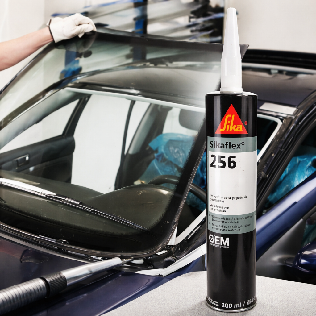 Adhesivo automotriz para parabrisas y vidrio estructural de 300 ml. Color negro Sikaflex 256
