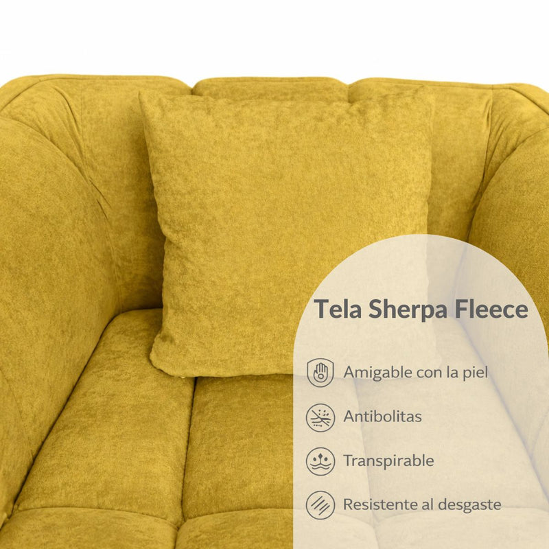 Sofá empacado al vacio Memory Foam de alta densidad 220X98X70cm Color Yellow 14