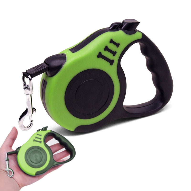 Correa retractil para mascotas. 3 Metros de Largo. Color Verde.