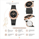 Naviforce Reloj Analógico Negro con Esfera Dorada, Correa de Malla de Acero Inoxidable, Diámetro de 32 mm y Resistencia al Agua 3 ATM.