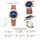 Naviforce Reloj Analógico Rose Gold con Esfera Azul, Correa de Malla de Acero Inoxidable, Diámetro de 32 mm y Resistencia al Agua 3 ATM.