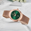 Naviforce Reloj Analógico Rose Gold con Esfera Verde, Correa de Malla de Acero Inoxidable, Diámetro de 32 mm y Resistencia al Agua 3 ATM.