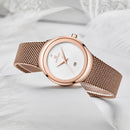 Naviforce Reloj Analógico Rose Gold con Esfera Blanca, Correa de Malla de Acero Inoxidable, Diámetro de 32 mm y Resistencia al Agua 3 ATM.